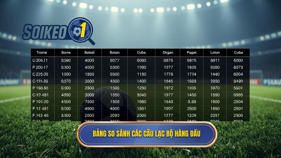 Bảng so sánh các câu lạc bộ hàng đầu